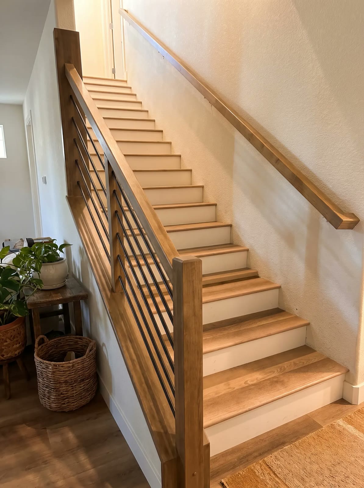 Staircase, carpet to wood, after